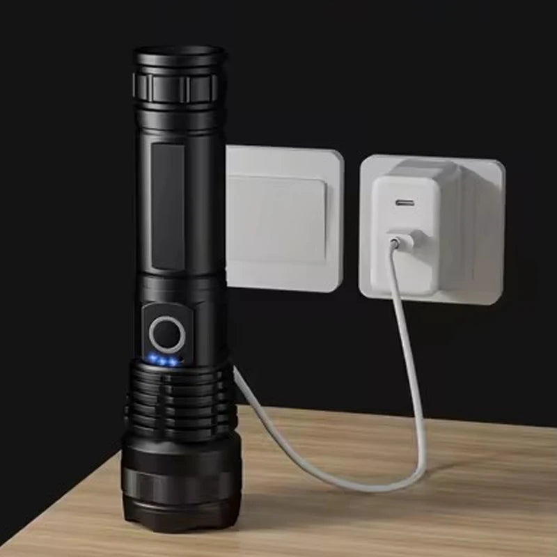 High Power Rechargeable LED Flashlight With Zoom And USB Charging