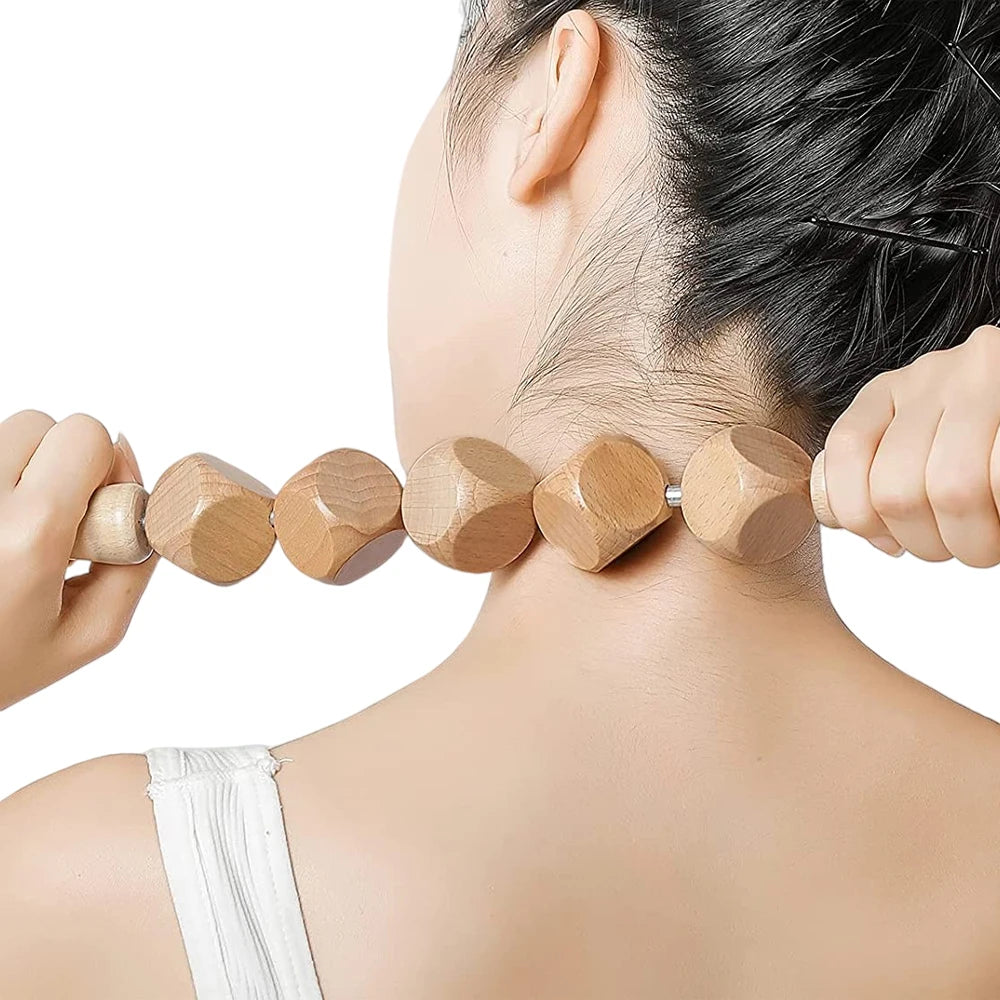 6 In 1 Wood Therapy Massage Tool Lymphatic Drainage Massager Anti Cellulite Fascia Massage Roller for Full Body Muscle