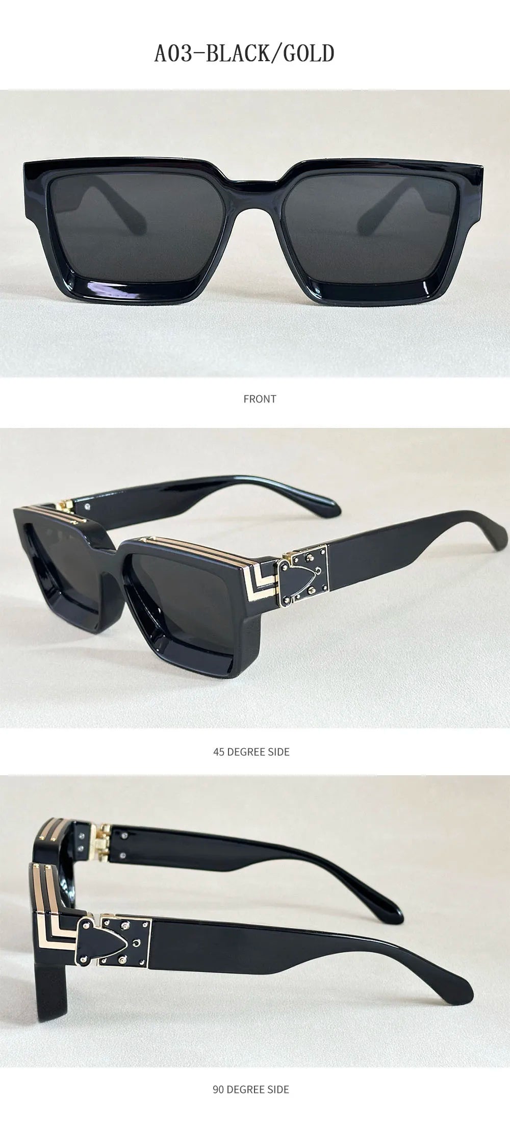 Retro Square Millionaire Sunglasses With UV400 Protection