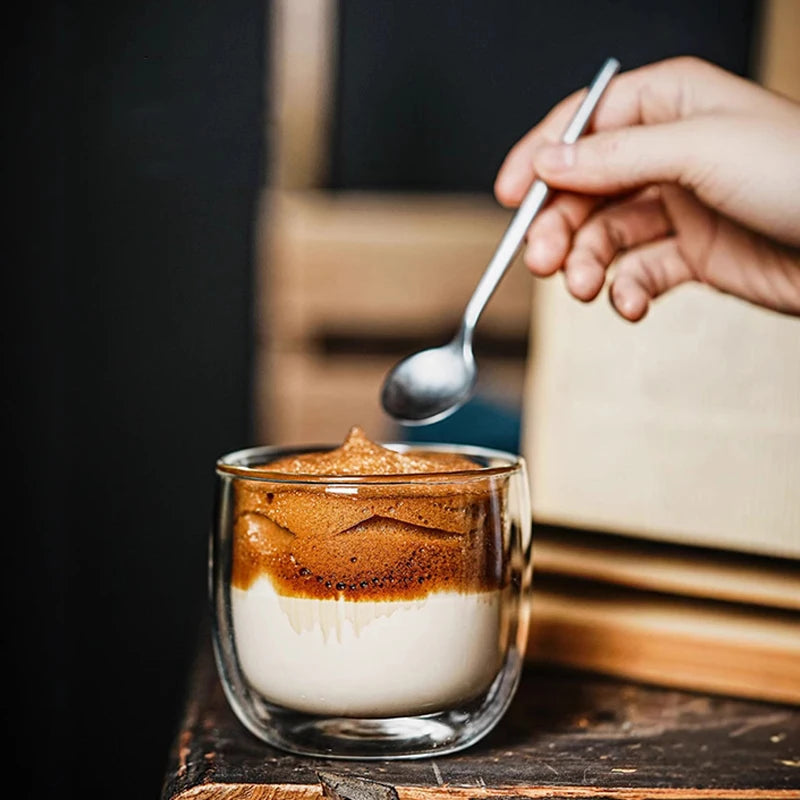 2/4pcs Double Walled Glass Coffee Cup Set Of 240/300ml Cup With Insulated Layer For Latte Cappuccino Heatresist Teacup Milk Mug