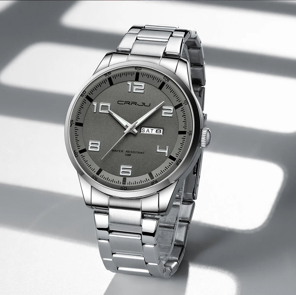 Men Luxury Watches Stainless Steel Quartz Auto Date Clock with Luminous Hands Relogio Masculino