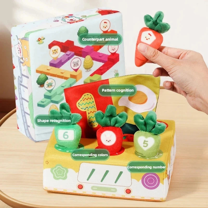 Toys 0 12 Month Tissue Box Pull Out Radish Toy Games s Fine Motor Skills Toys Montessori Early Learning Sensory Toy