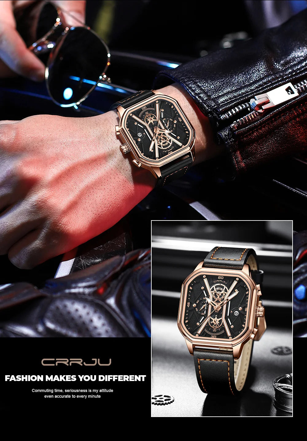Mens Watches Top Luxury Brand Waterproof Sport Wrist Watch Chronograph Quartz Military Genuine Leather Relogio Masculino