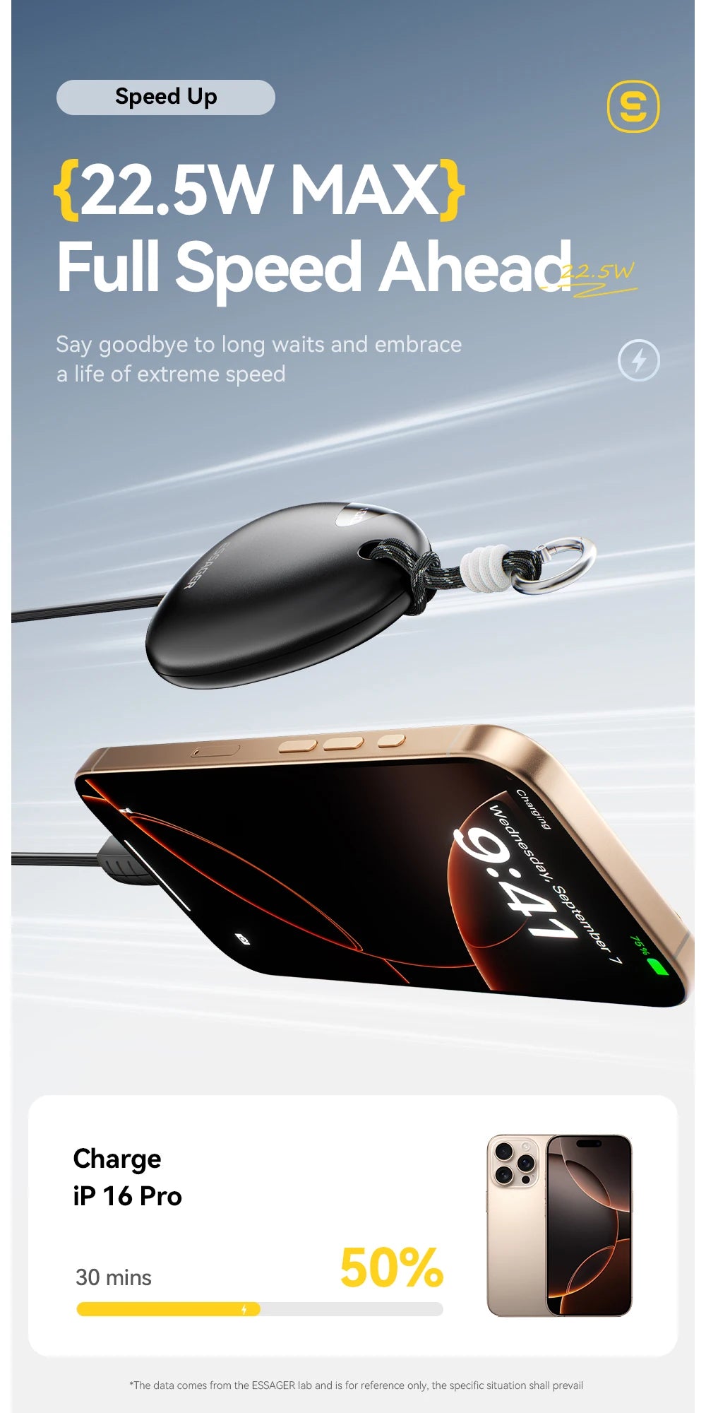 10000mAh Power Bank 22.5W Fast Charging Retractable Cable Wireless Charging with Digital Display & SOS Light