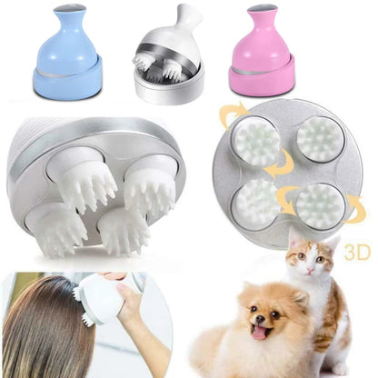 Rechargeable Electric Head Massager Pet Cat Dog Massager Vibrating Scalp Body Deep Massage Prevent Hair Loss Relieve Stress