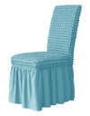 1PC Seersucker Chair Cover with Skirt Stretch Wedding Chairs Covers Dining Room Universal Size Seat Slipcovers for Banquet Party