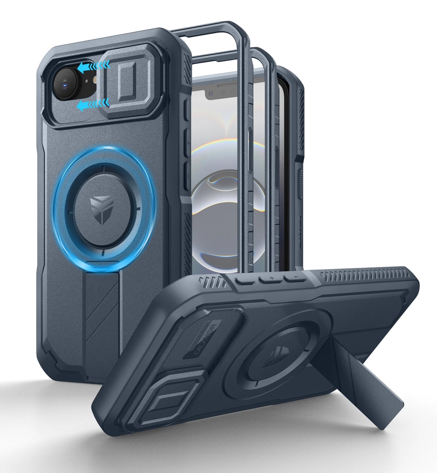 For iPhone 16e Compatible MagSafe Case with Slide Camera Cover and Adjustable Kickstand Shockproof Bumper Slim Protective Case