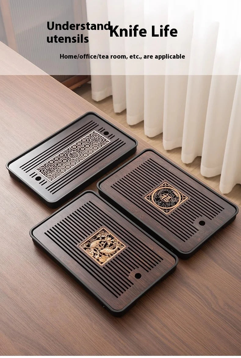 Bamboo Tea Tray Portable Dishes Rectangle Tea Ceremony Chaban Tea Chaban Tea Table Dual Purpose Drainage Water Storage