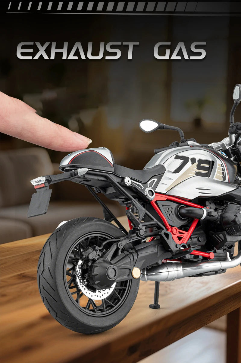 Diecast BMW R Nine T Retro Motorcycle Model 1 to 9 Scale
