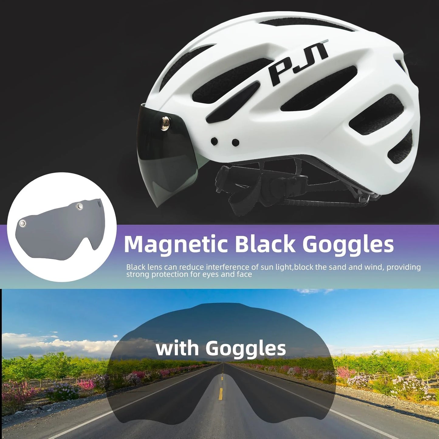 Rechargeable LED Cycling Helmet With Dual Mode Goggles