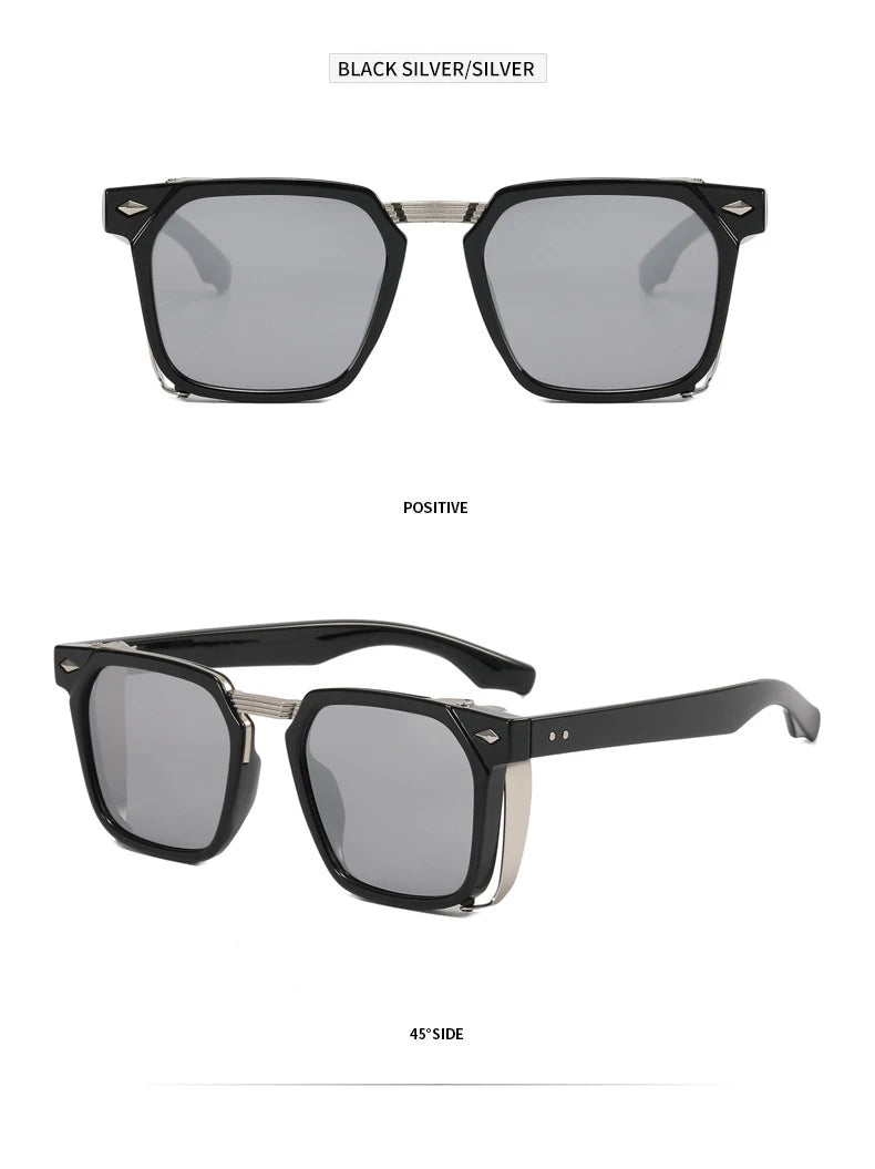 Vintage Square Punk Sunglasses With UV400 Protection