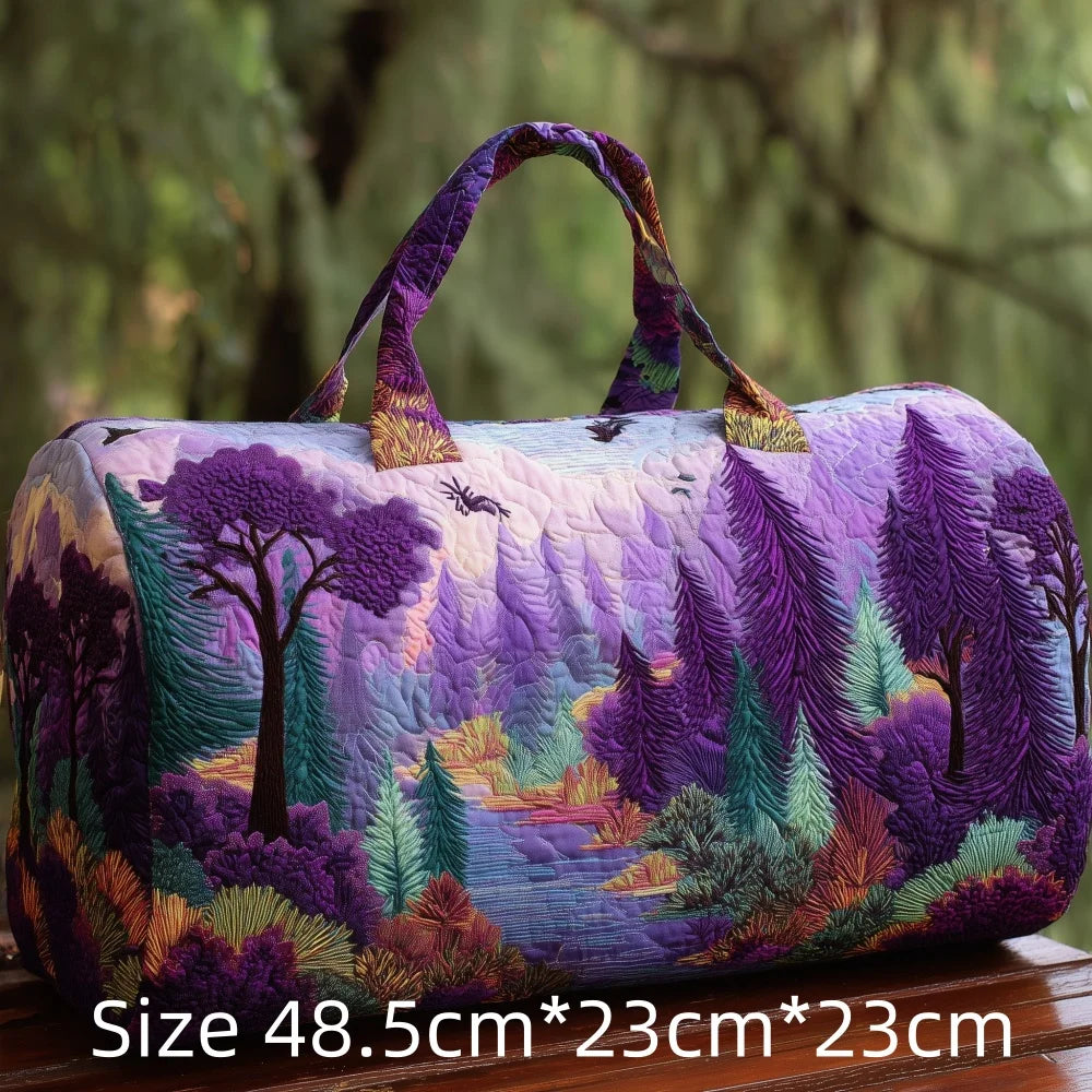 3D Print Quilted Duffle Bag Mountain Forest Lake Cabin Scenery Weekend Gym Overnight Bags Carryall Handbag Travel Camping Hiking