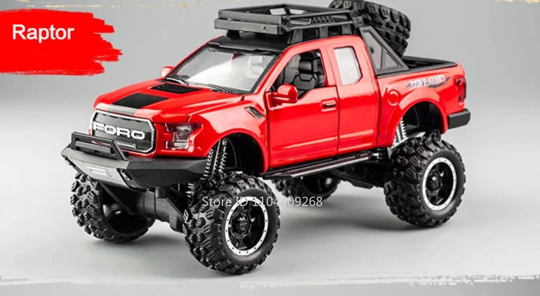 1:32 Scale Raptor F-150 BigFoot Pickup Car Model Toy Pull Back Sound&Light Off Road Truck Models Collection Gifts