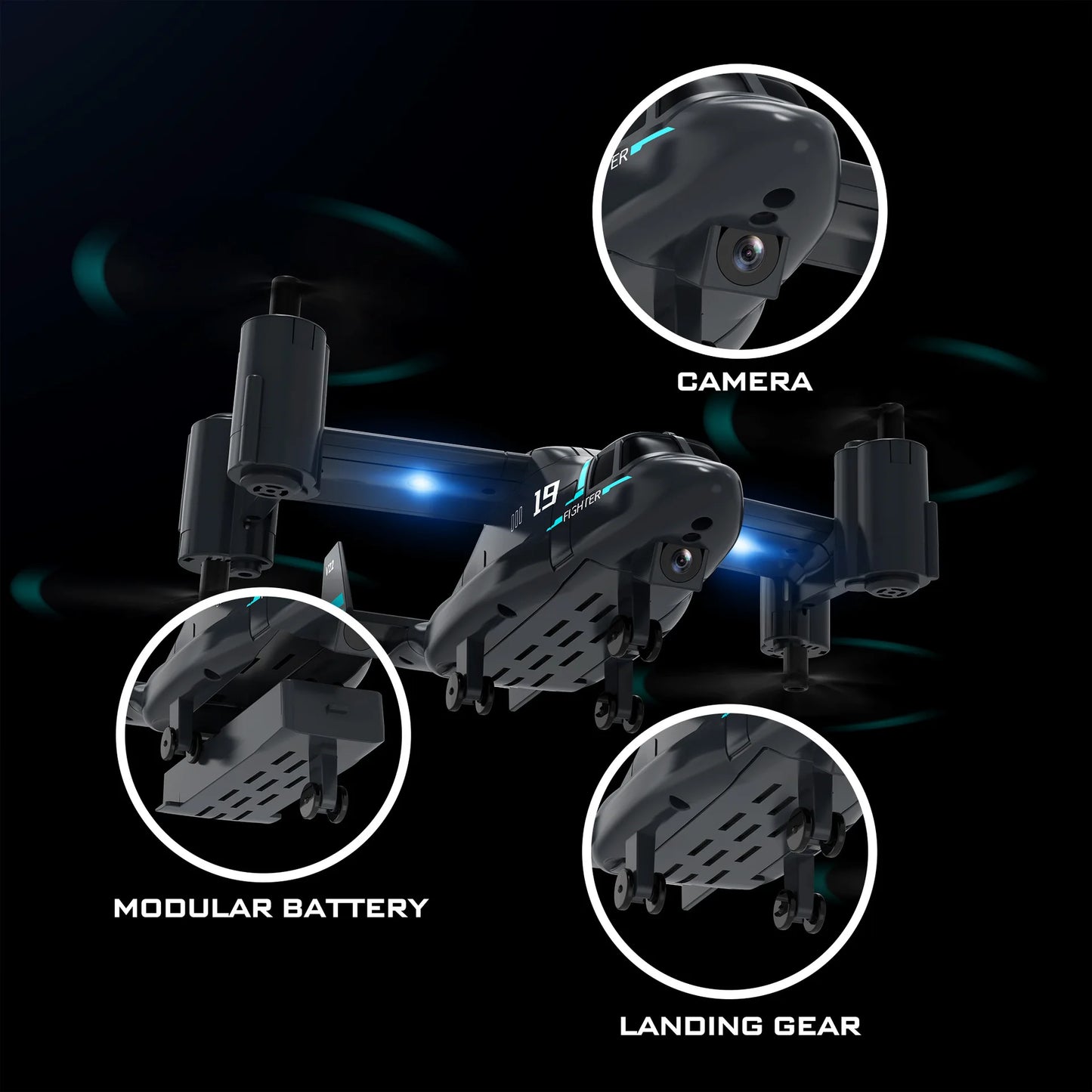 Remote Control Helicopter Drone 480P Camera Fighter UAV Land Air Mode Aircraft Brushless RC Drones for  Plane Toys