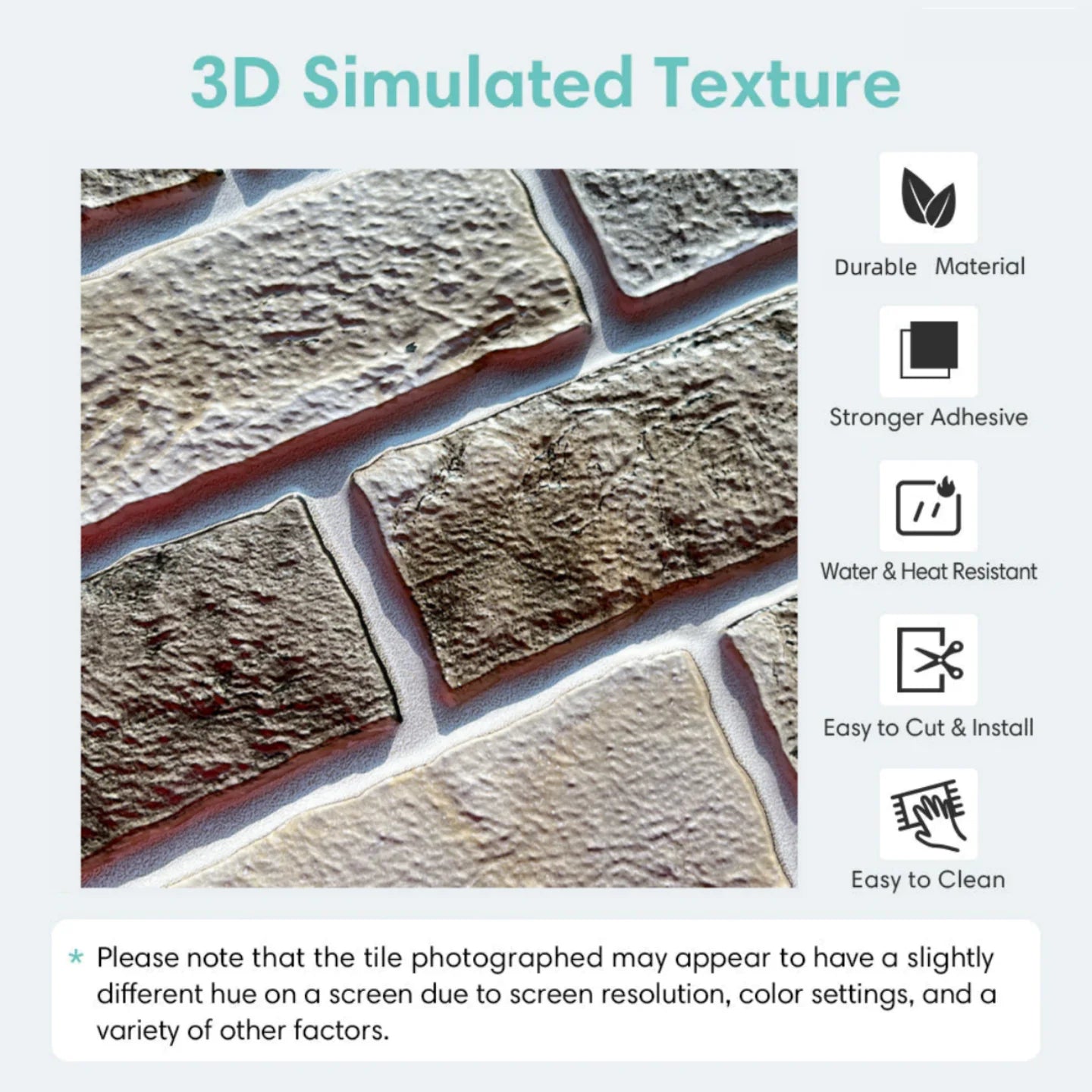 10pcs 3D Wall Sticker Self-adhesive Faux Brick Wall Panel Peel and Stick Kitchen Tile Backsplash Bathroom Wall Tile Sticker