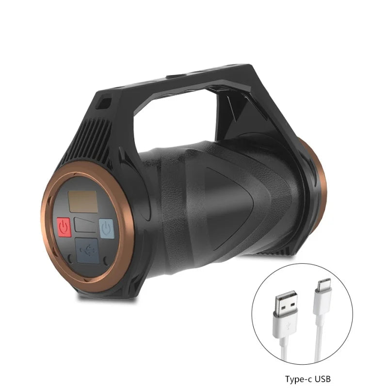 uper Bright Rechargeable Spotlight Rotating Zoom LED Flashlight with COB Sensor Light Power Bank