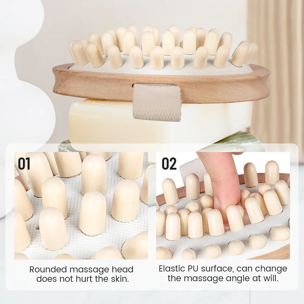 Body Anti Cellulite Brush Soothing Wooden Essential Oil Spa Air Cushion Massage Hair Comb Scalp Massage Brush Dead Skin Remover