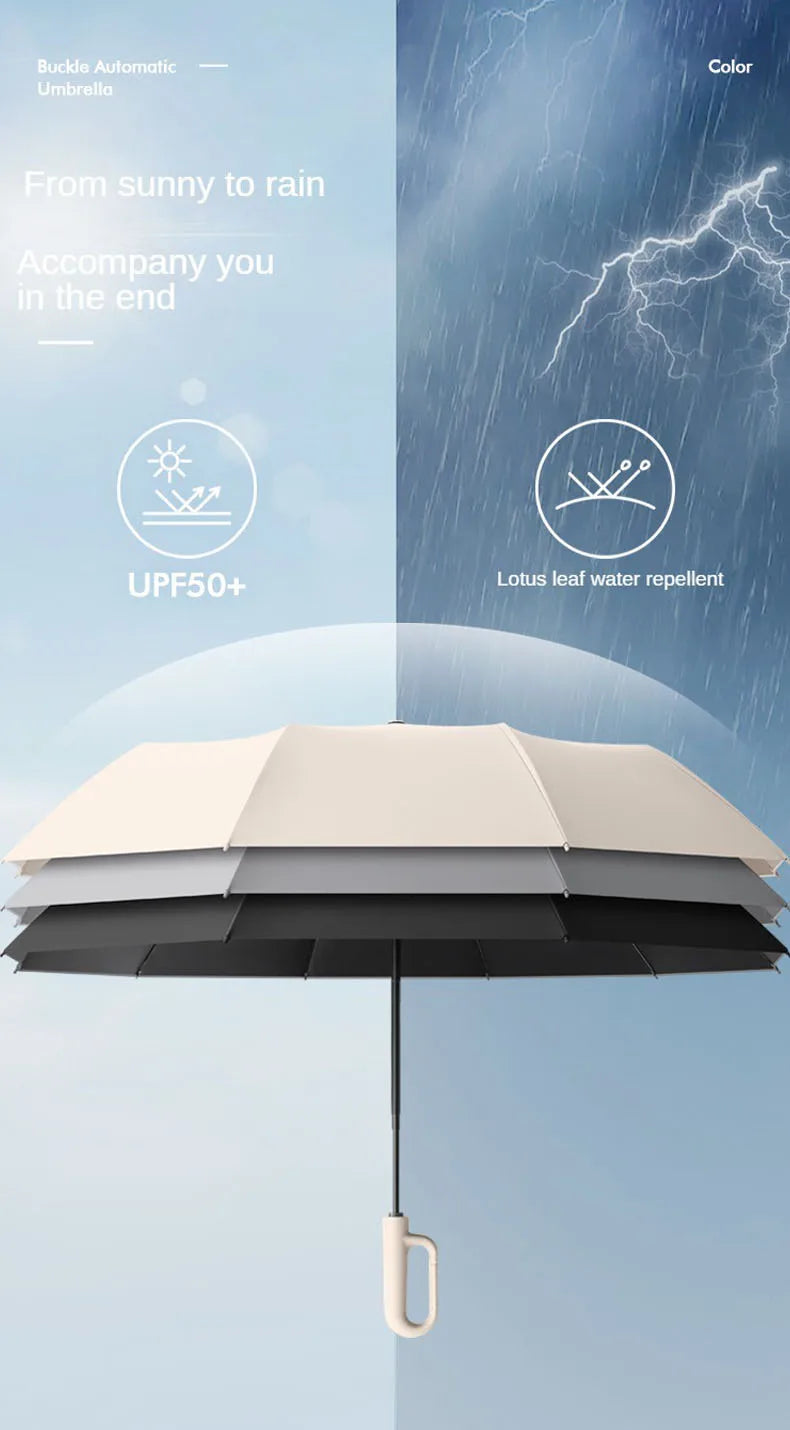 Extra Large 10 Bone Fully Automatic Wind Resistant Folding Umbrella