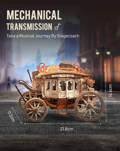 Mechanical Music Box 3D Wooden Model Kits Stagecoach Model Building Kits