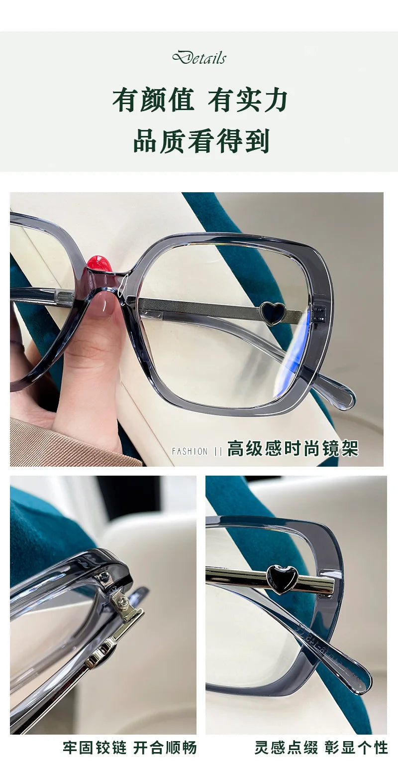 Big Size Woman Eyeglasses Ultra light TR90 White Eyewear Square Full Frame Optical Prescription Frames