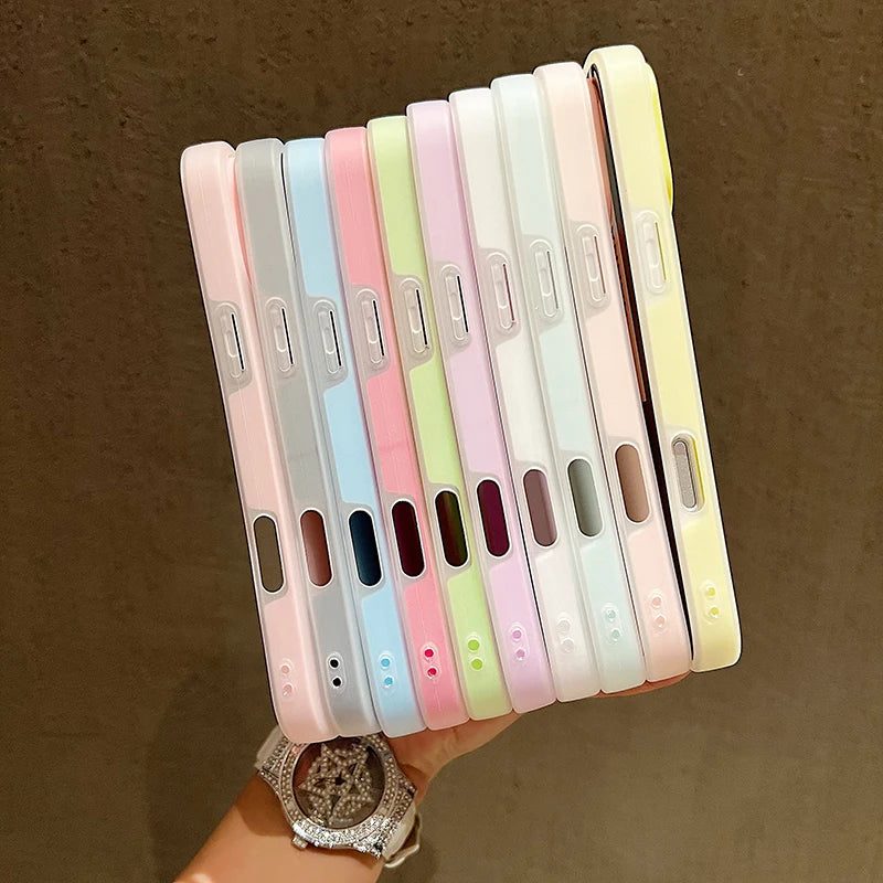 Luxury Candy Color Clear Matte Phone Case For iPhone 17 16 15 14 17 Air Shockproof Bumper Soft Jelly Cover