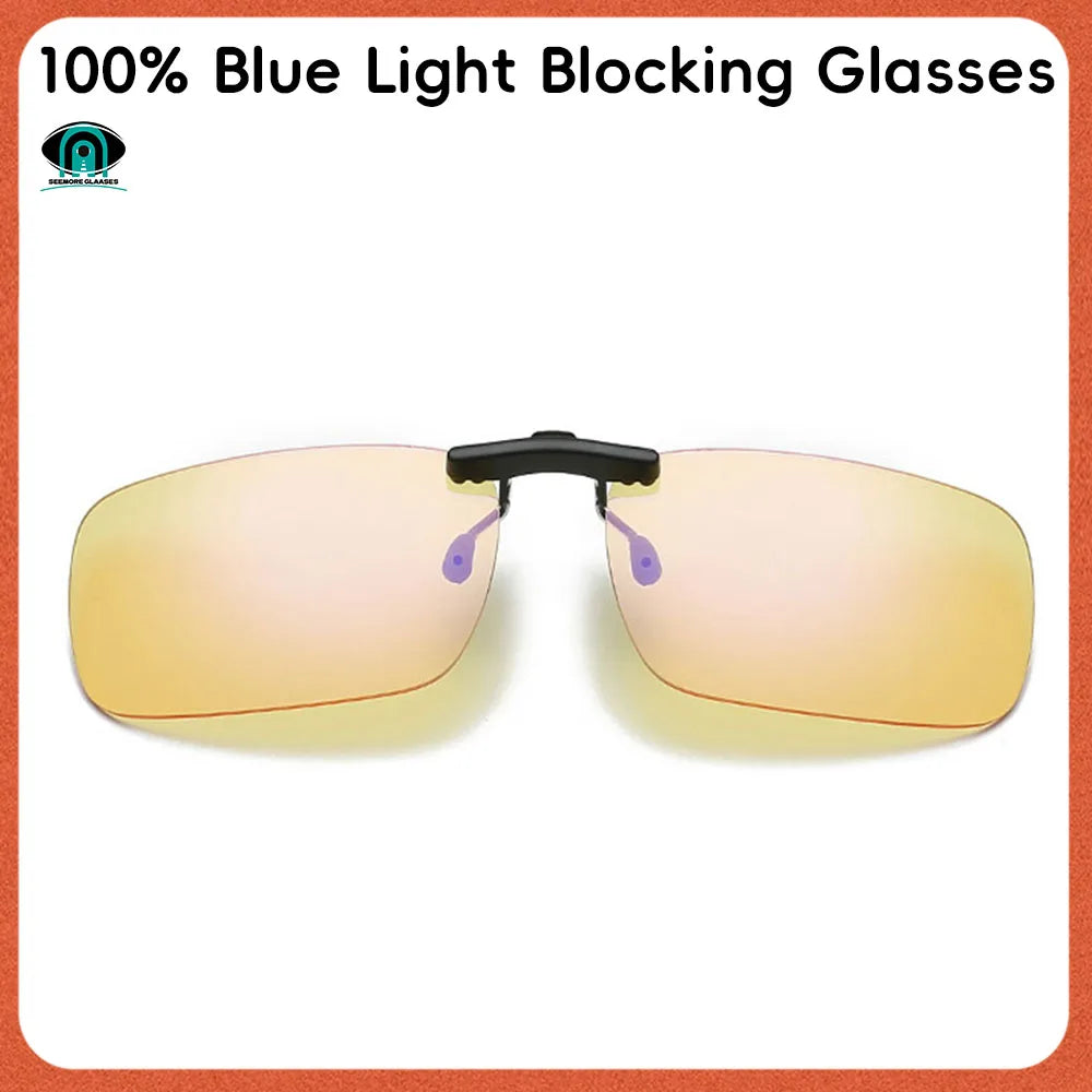 Clip 100% Blue Light Blocking glasses Red Lens ,Orange Lens Anti fatigue Detachable Lens Gaming Glasses Computer Eyeglasses