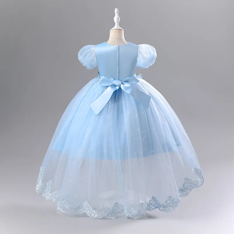 Princess Dress for Girls Elegant Long Tulle Gown  Flower Girl Wedding Dress, Birthday Party Gown, Pageant Costume