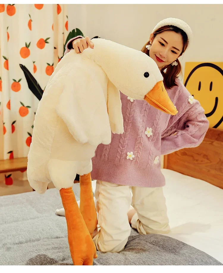 50-160cm Big White Goose Plush Toy Giant Duck Doll Soft Stuffed Animal Goose Sleeping Pillow Sofa Cushion Birthday Gift for Kids