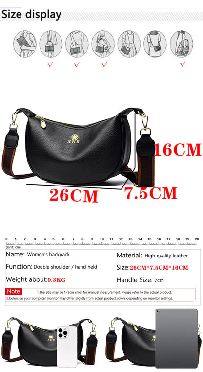 Women's Luxury Crossbody Bag High end Single Shoulders Bags Soft Lychee Pattern Underarm Bags Casual Dumpling Bag Totes