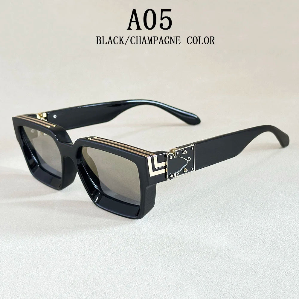 Retro Square Millionaire Sunglasses With UV400 Protection