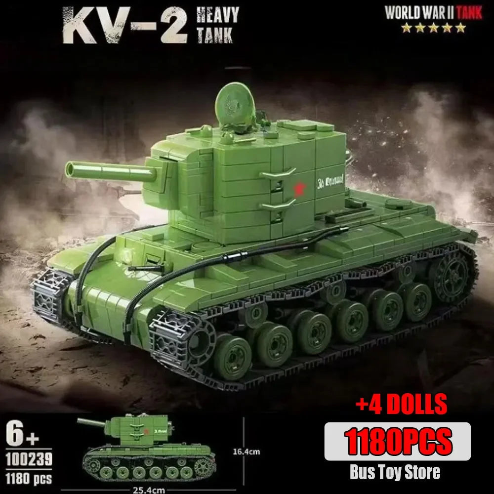 Soviet Military Series IS-2M Tank KV-2 Heavy Tank Truck WW2 Tank Building Blocks Bricks Model Set Toys for s Gifts Technical