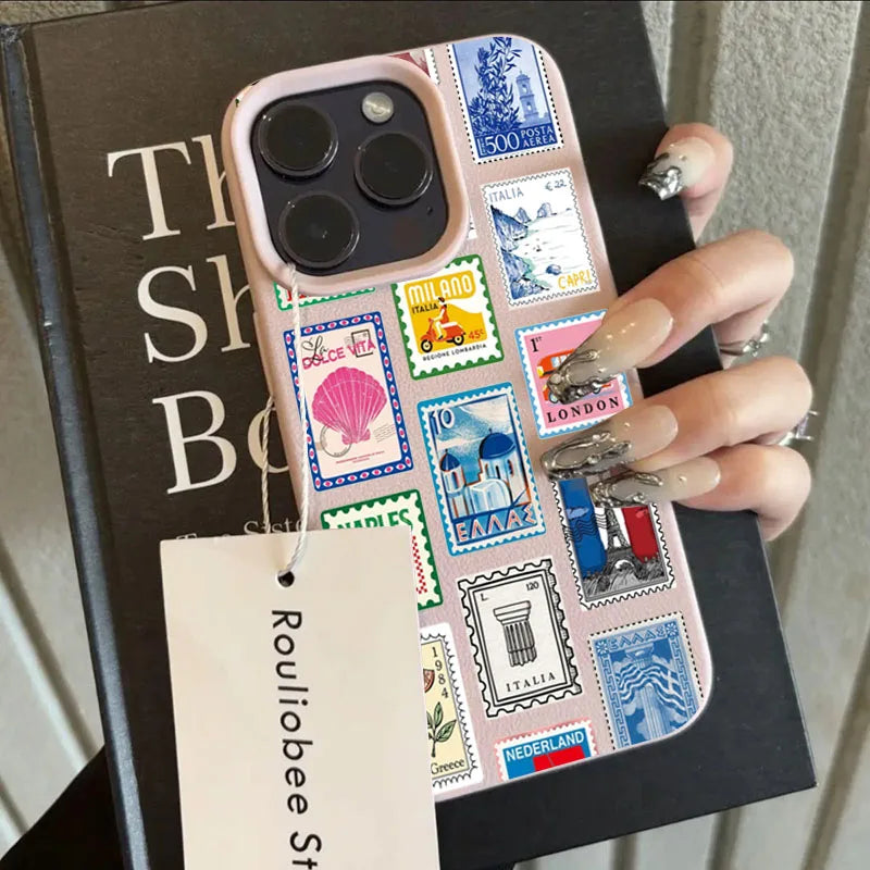 Vibrant Retro Stamp Lichee Design Phone Case For iPhone 17 16 15 14 Pro Max Plus Air 16 Plus 16E Shockproof Cover