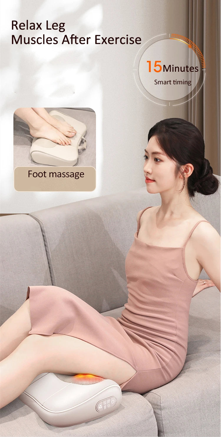 Neck Massage Pillow Cervical Massager Waist Back Shoulder Shiatsu Kneaded Multifunctional Hot Compress Relaxation Gift