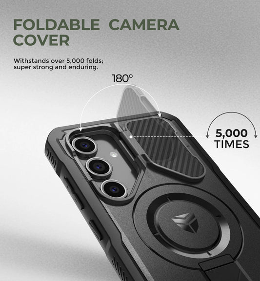 For Samsung Galaxy S24 FE Case with Camera Cover & Built-in Screen Protector Magnetic Rugged Shockproof Protective Cover Holder