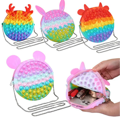 Cute Bag Pops Finger Toys Its Reliver Stress Toy Rainbow Push Bubble Popp Antistress Sensory Toy Cartoon Kawaii Pop Toys