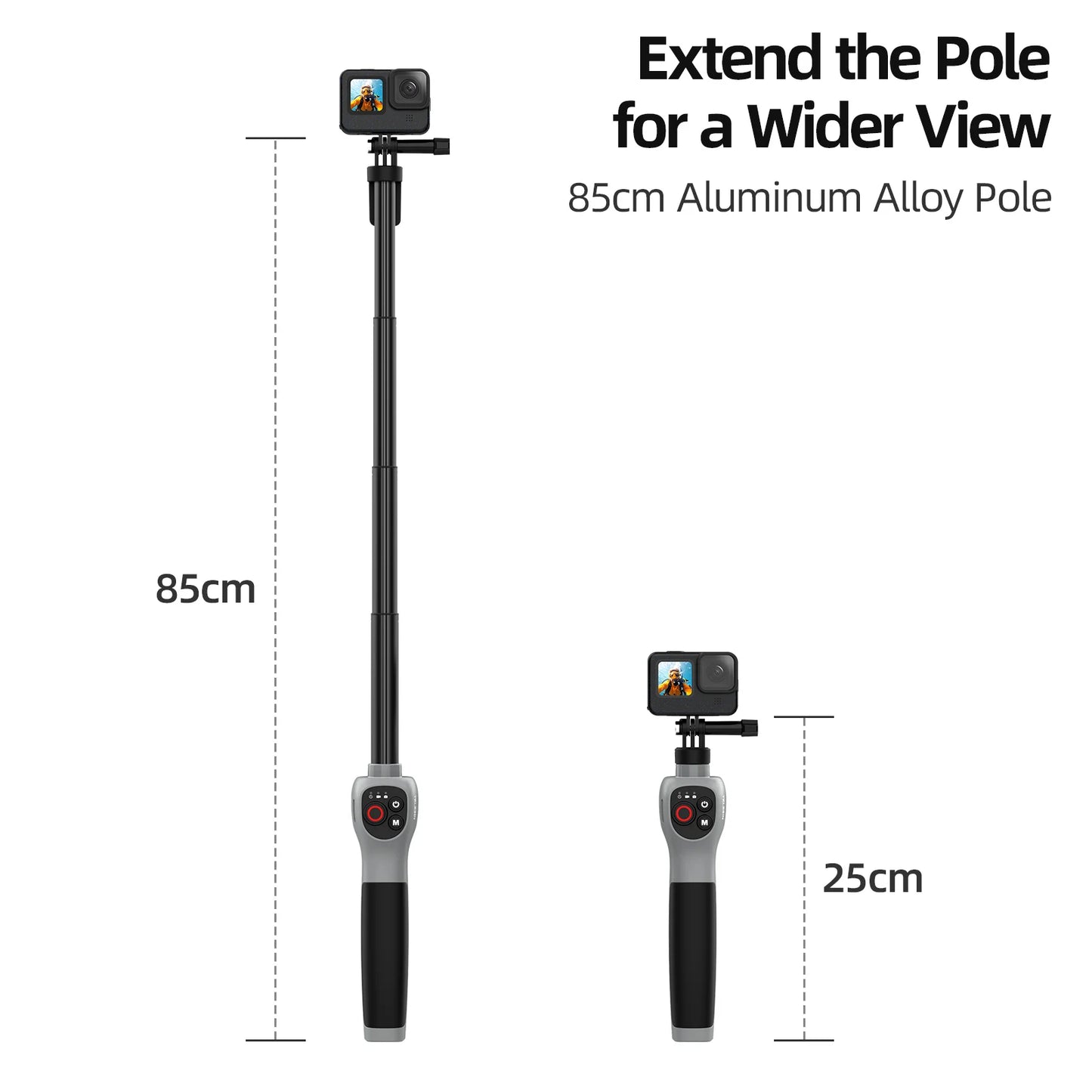 Underwater Bluetooth Selfie Stick with Wireless Remote for GoPro Hero 8 9 10 11 12