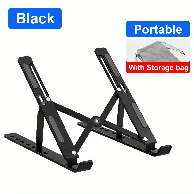 Aluminum alloy laptop stand with heat dissipation and height increasing support, portable metal computer stand