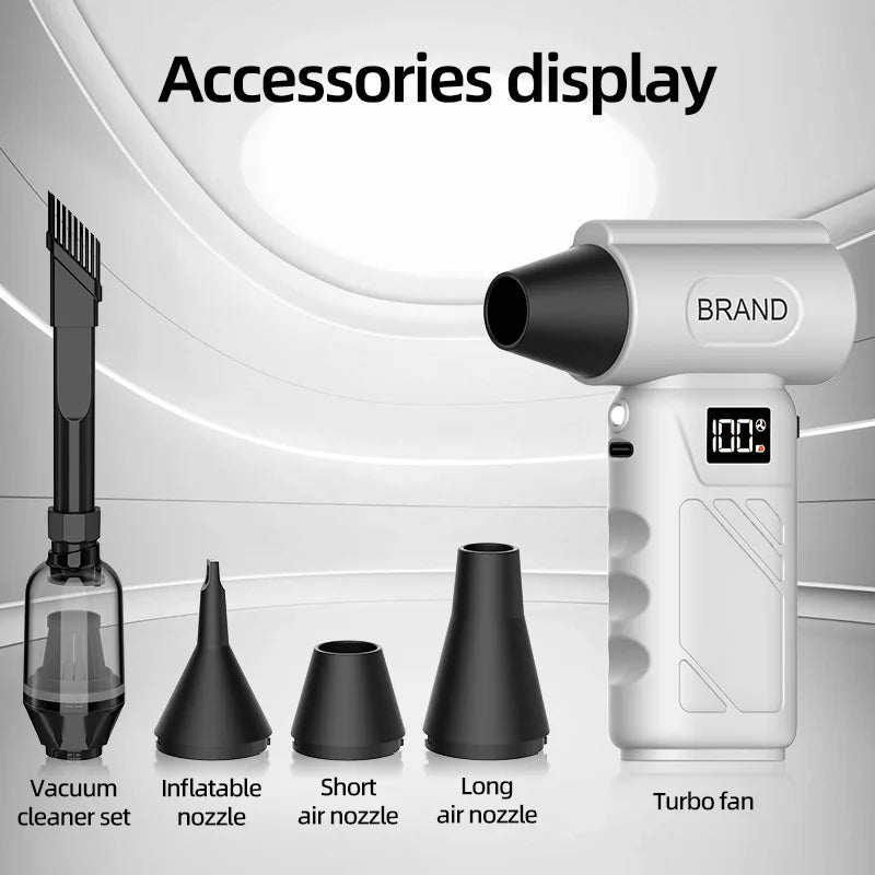 Mini pocket fan, 580,000 RPM turbo hair dryer, portable cordless vacuum cleaner, snow blower, multi-functional cleaning tools