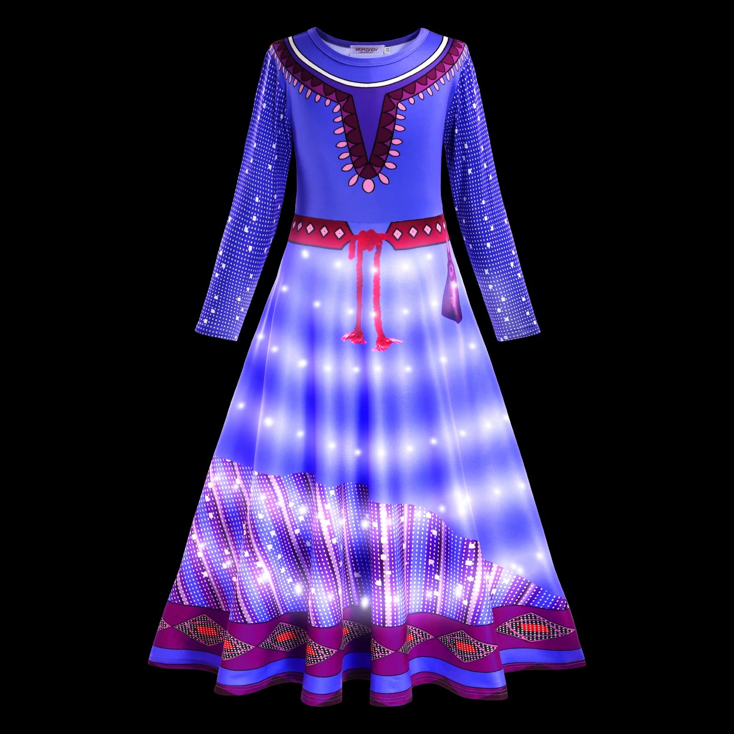 Movie Wish Asha Kids Halloween Cosplay Girls Princess LED Light Up Dress Masquerade Party Clothes