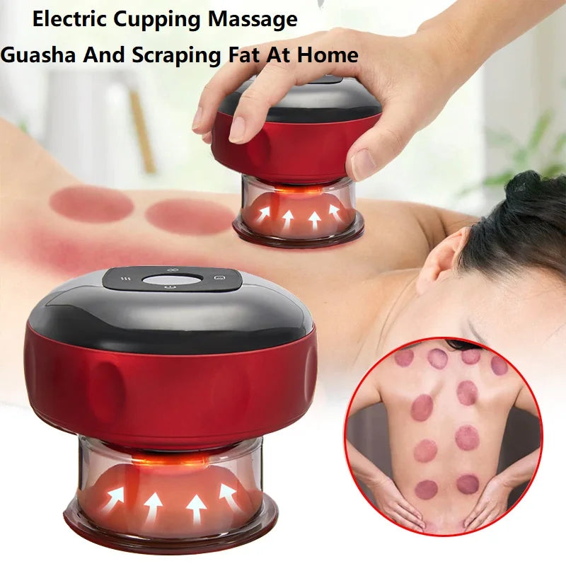 Recharge Electric Vacuum Cupping Therapy Set Skin Scraping Massage Guasha Wireless Slimming Body Fat Burner 6/12 Level Cupping