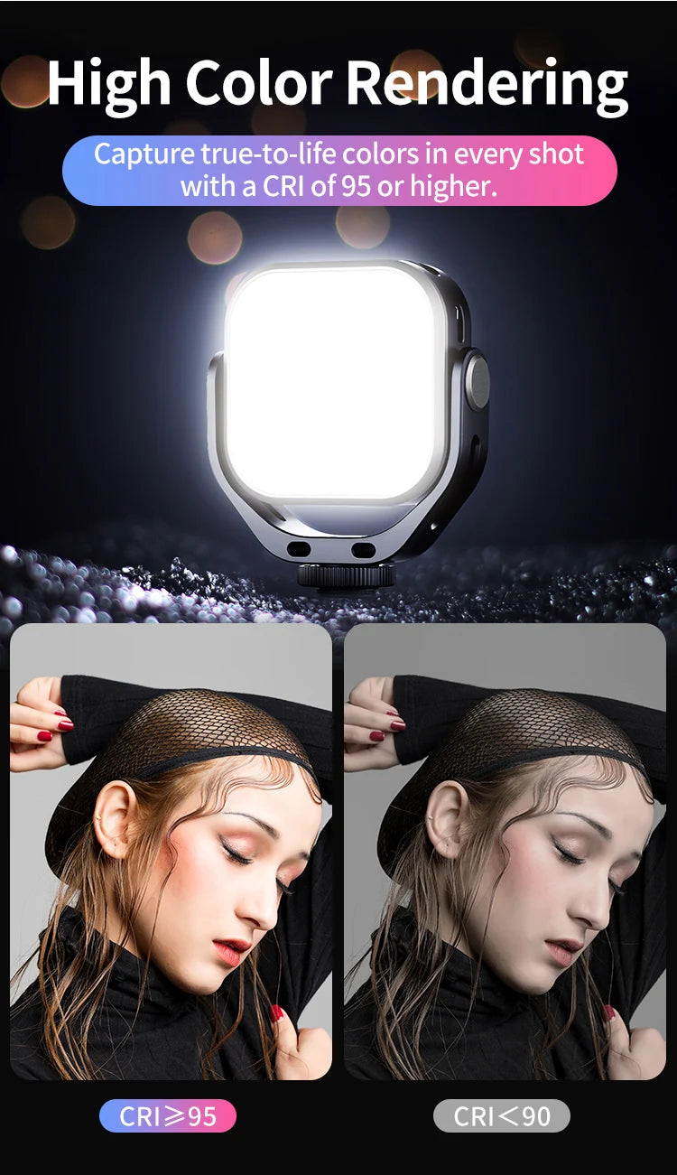 VL66 RGB Video Light – 360° Rotatable Bi-Color 2500-6500K CRI95+ Rechargeable Fill Light for DSLR, SLR & Smartphones
