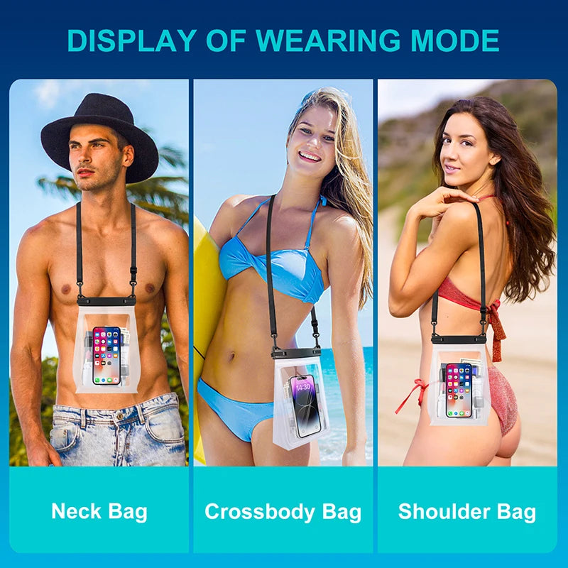 Large Swimming Waterproof Phone Bags Double Hooks Lanyard Cross body Water Proof Storage Pouch For iPhone Samsung Xiaomi