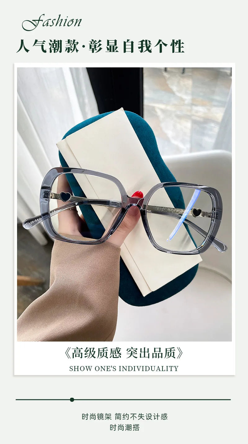 Big Size Woman Eyeglasses Ultra light TR90 White Eyewear Square Full Frame Optical Prescription Frames