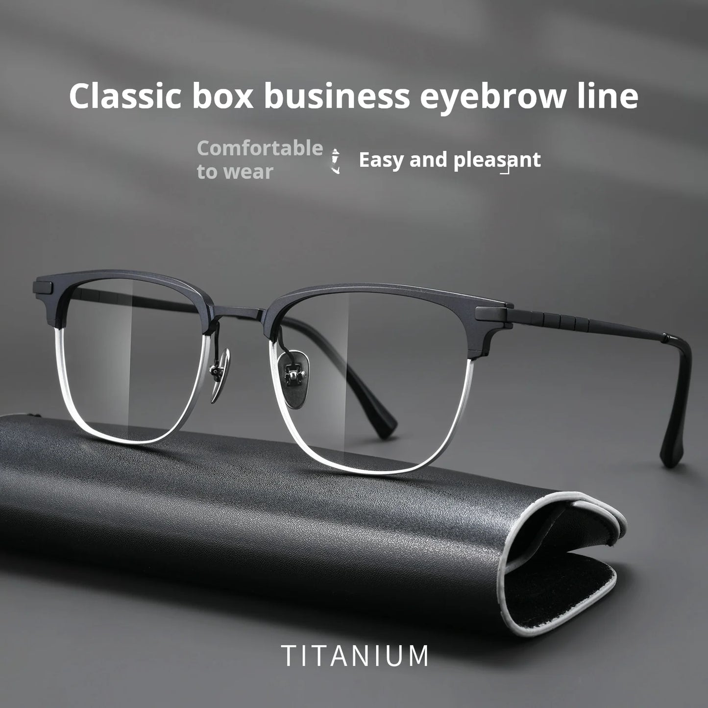 Mens Retro Oval Lightweight Pure Titanium Eyeglasses Frames