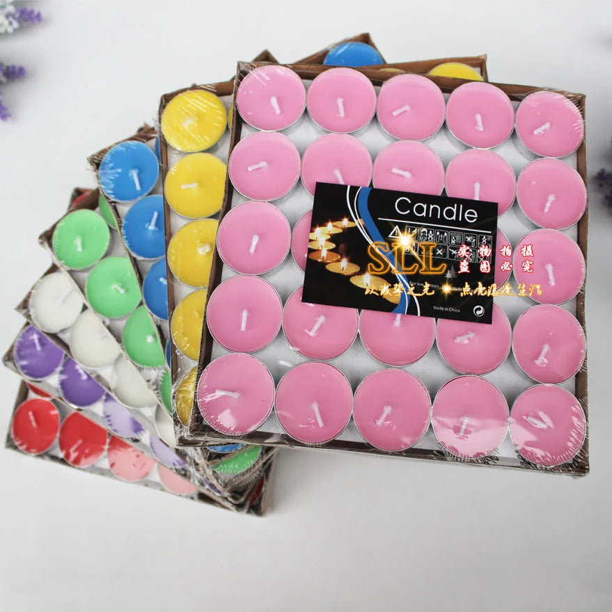 50pcs Tea Lights Scented Candles Set Birthday Romantic Smokeless Atmosphere Anniversaries Wedding Decor Tea Candle Light Tea Wax