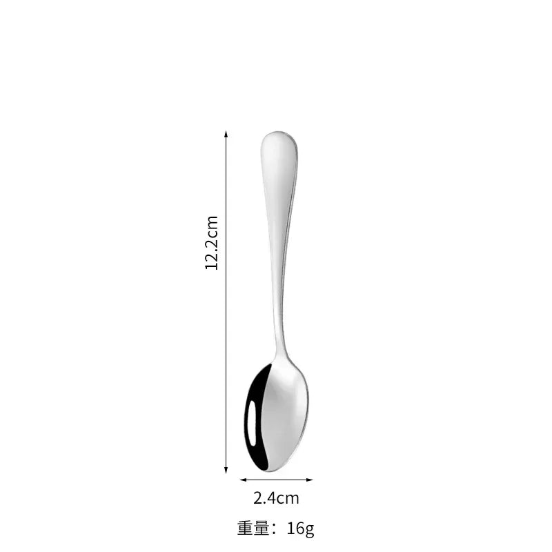 Small Gold Korean Spoon Mini Stainless Steel Soup Spoon Multi-purpose Tableware for Dessert Seasoning Coffee Cake Gift