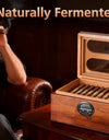 Cigar Humidor with Digital Hygrometer, Humidifier and Accessory Drawers, Glass Top Spanish Cedar Humidor, Holds 20-35 Cigars