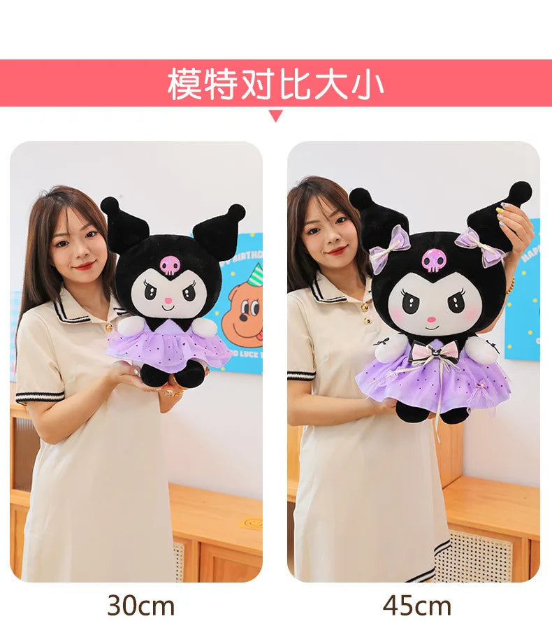 70cm Sanrio Kawaii Kuromi Plush Toy in Princess Tulle Skirt Melody Stuffed Doll Kids Birthday Xmas Gift Cute Pillow for Children