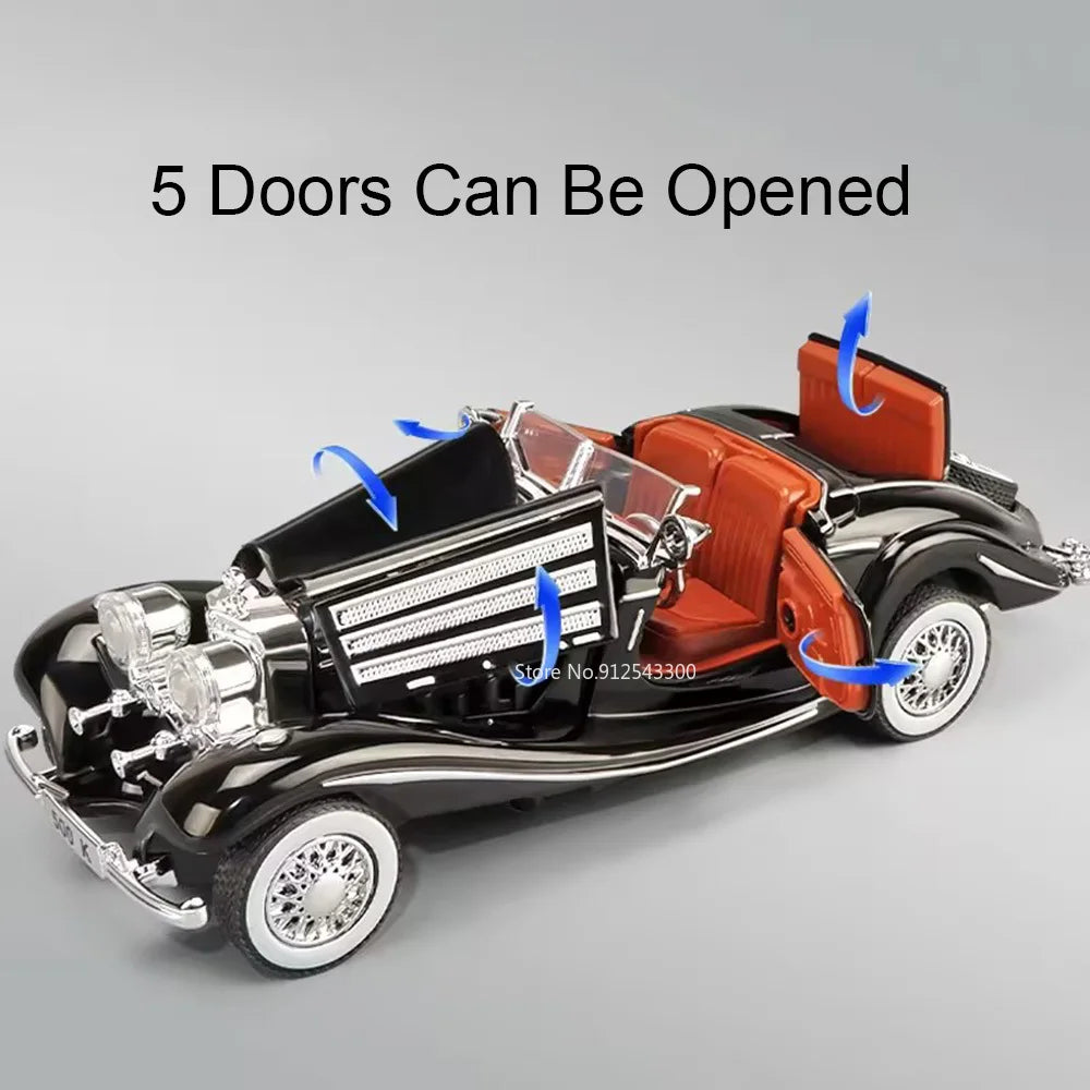 Scale 1:32 500k GLS580 Classic Car Model Toy Doors Opened Alloy Body Rubber Tire Vehicle Sound Light Models Collection Boys Gift