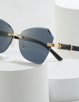 Cat Eye Rimless Sunglasses Women Luxury Fashion Glasses Vintage Shades